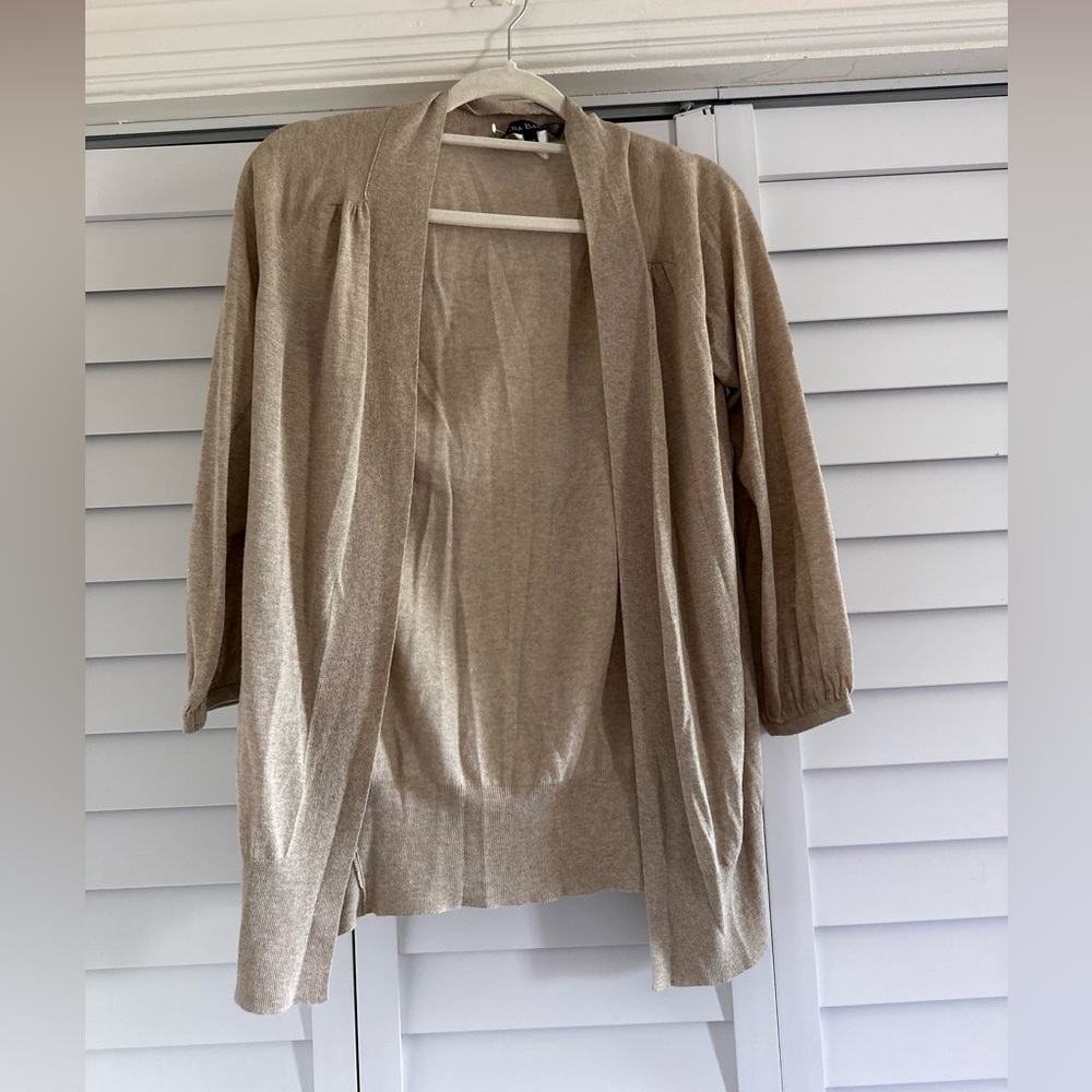 Women's Open-Front Beige Cardigan Sweater